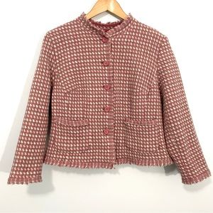 Pendleton Vintage Virgin Lambs Wool Pink White Gray Tweed Jacket Size 14W